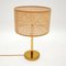 Vintage Brass Table Lamp with Rattan Shade, 1960s 3