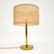 Vintage Brass Table Lamp with Rattan Shade, 1960s, Image 1