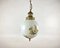 Bronze and Milk Glass Plafond Chandelier with Floral Decor 2