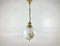 Bronze and Milk Glass Plafond Chandelier with Floral Decor 1