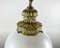 Bronze and Milk Glass Plafond Chandelier with Floral Decor 6