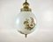 Bronze and Milk Glass Plafond Chandelier with Floral Decor 4