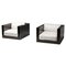 Black and Brass Cubic Lounge Chairs by Romeo Rega from Maison Jansen, Set of 2 1