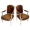 Antique Napoleon III Heritage Brown Leather Armchairs, Set of 2, Image 1