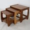 Tavolini ad incastro vintage in legno, set di 3, Immagine 3