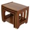 Tavolini ad incastro vintage in legno, set di 3, Immagine 5