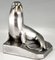 Art Deco Silvered Bronze Walrus Bookends by G.H. Laurent, 1925, Set of 2, Image 6