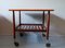 Mid-Century Danish Serving Trolley with Slatted Shelf and Brass Wheels, 1960s, Image 3