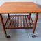 Mid-Century Danish Serving Trolley with Slatted Shelf and Brass Wheels, 1960s, Image 4