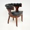 Antique Victorian Arts & Crafts Leather & Wood Desk Chair 3