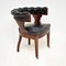 Antique Victorian Arts & Crafts Leather & Wood Desk Chair, Image 3