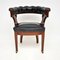 Antique Victorian Arts & Crafts Leather & Wood Desk Chair, Image 2