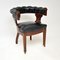 Antique Victorian Arts & Crafts Leather & Wood Desk Chair 1
