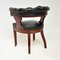 Antique Victorian Arts & Crafts Leather & Wood Desk Chair, Image 10