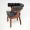 Antique Victorian Arts & Crafts Leather & Wood Desk Chair 5