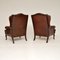 Antique Leather Wing Back Armchairs, Set of 2 7