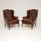 Antique Leather Wing Back Armchairs, Set of 2 1