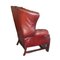 English Georgian Tufted Red Leather Wingback Chair and Ottoman, Set of 2 11
