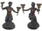 Antique Bronze Faunus Candleholders with Marble Base, 1800s, Set of 2 1