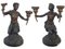 Antique Bronze Faunus Candleholders with Marble Base, 1800s, Set of 2, Image 1