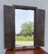 Vintage Carved Wood Asian Shutter Wall Mirror 14