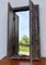 Vintage Carved Wood Asian Shutter Wall Mirror 4