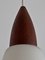 Mid-Century Italian Teak and Milk Glass Pendant, 1960s, Image 8