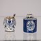 Blau-weiße Delftware Vase, Teedose, Serviertablett & silberne Löffel, 1930er, 11er Set 4