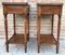 20th Century French Walnut Nightstands with Drawers and Shelves, Set of 2, Image 7
