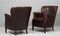 Danish Cabinetmaker Black Leather Club Chair, 1940s, Set of 2 6