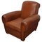 Vintage French Cognac Leather Club Chair, 1940s, Image 1