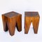 Sgabelli o tavolini in legno massiccio, anni '80, set di 2, Immagine 2
