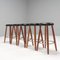 Leather and Walnut Ch56 Bar Stools by Hans J Wegner for Carl Hansen, Set of 5 2
