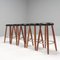 Leather and Walnut Ch56 Bar Stools by Hans J Wegner for Carl Hansen, Set of 5, Image 2