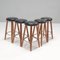 Leather and Walnut Ch56 Bar Stools by Hans J Wegner for Carl Hansen, Set of 5 3