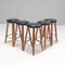 Leather and Walnut Ch56 Bar Stools by Hans J Wegner for Carl Hansen, Set of 5, Image 3