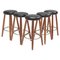 Leather and Walnut Ch56 Bar Stools by Hans J Wegner for Carl Hansen, Set of 5 1