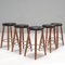 Leather and Walnut Ch56 Bar Stools by Hans J Wegner for Carl Hansen, Set of 5 5