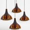 Flower-Shaped Opaque Brown Glass Pendant Lamp from Peill & Putzler, Europe, 1970, Image 2