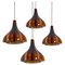 Flower-Shaped Opaque Brown Glass Pendant Lamp from Peill & Putzler, Europe, 1970 1