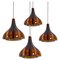Flower-Shaped Opaque Brown Glass Pendant Lamp from Peill & Putzler, Europe, 1970, Image 1