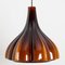 Flower-Shaped Opaque Brown Glass Pendant Lamp from Peill & Putzler, Europe, 1970 7