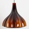 Flower-Shaped Opaque Brown Glass Pendant Lamp from Peill & Putzler, Europe, 1970, Image 7