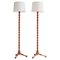 Scandinavian Turned Oak Floor Lamps, 1950s, Set of 2 1