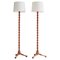 Scandinavian Turned Oak Floor Lamps, 1950s, Set of 2, Image 1