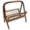 Italian Bohemian French Riviera Bamboo and Rattan Magazine Rack, 1960s, Image 1