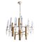 Brass and Crystal Prism Chandelier by Gaetano Sciolari, Italy, 1960s, Image 4