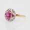 French Art Deco 18 Karat Yellow Gold and Platinum Ring with Ruby Diamonds, 1925, Image 7