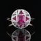 French Art Deco 18 Karat Yellow Gold and Platinum Ring with Ruby Diamonds, 1925, Image 3