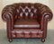 Antique Oxblood Leather Chesterfield Gentleman's Club Chairs, Set of 2, Image 3